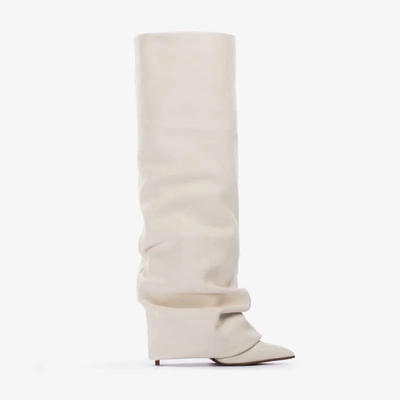 Women'S Fashion Trousers - Siyah Sivri Uçlu Pileli Rahat Diz