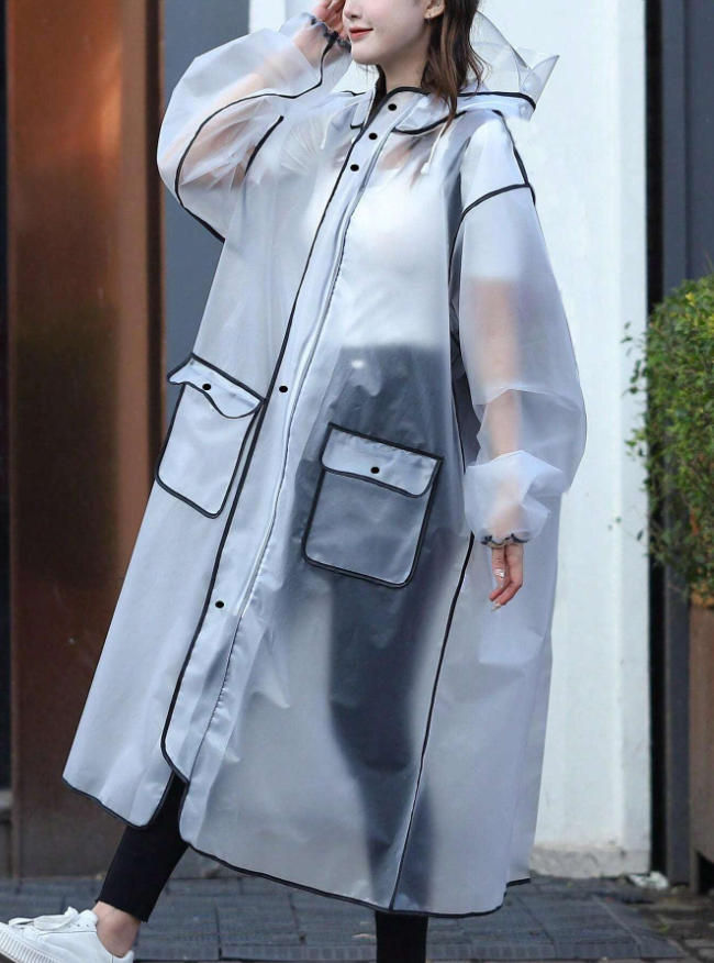 Women'S Fashion Rain Jacket - Moda Çok Fonksiyonlu Yağmurluk Uzun Tam