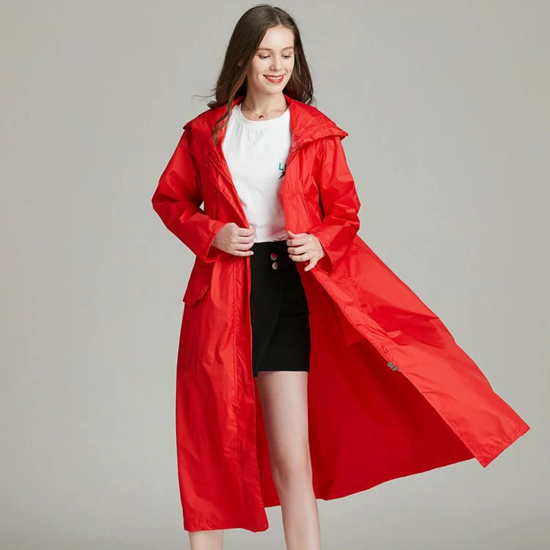 Women'S Fashion Rain Jacket - Kadın Hafif Kırmızı Siyah Nefes Yağmurluk