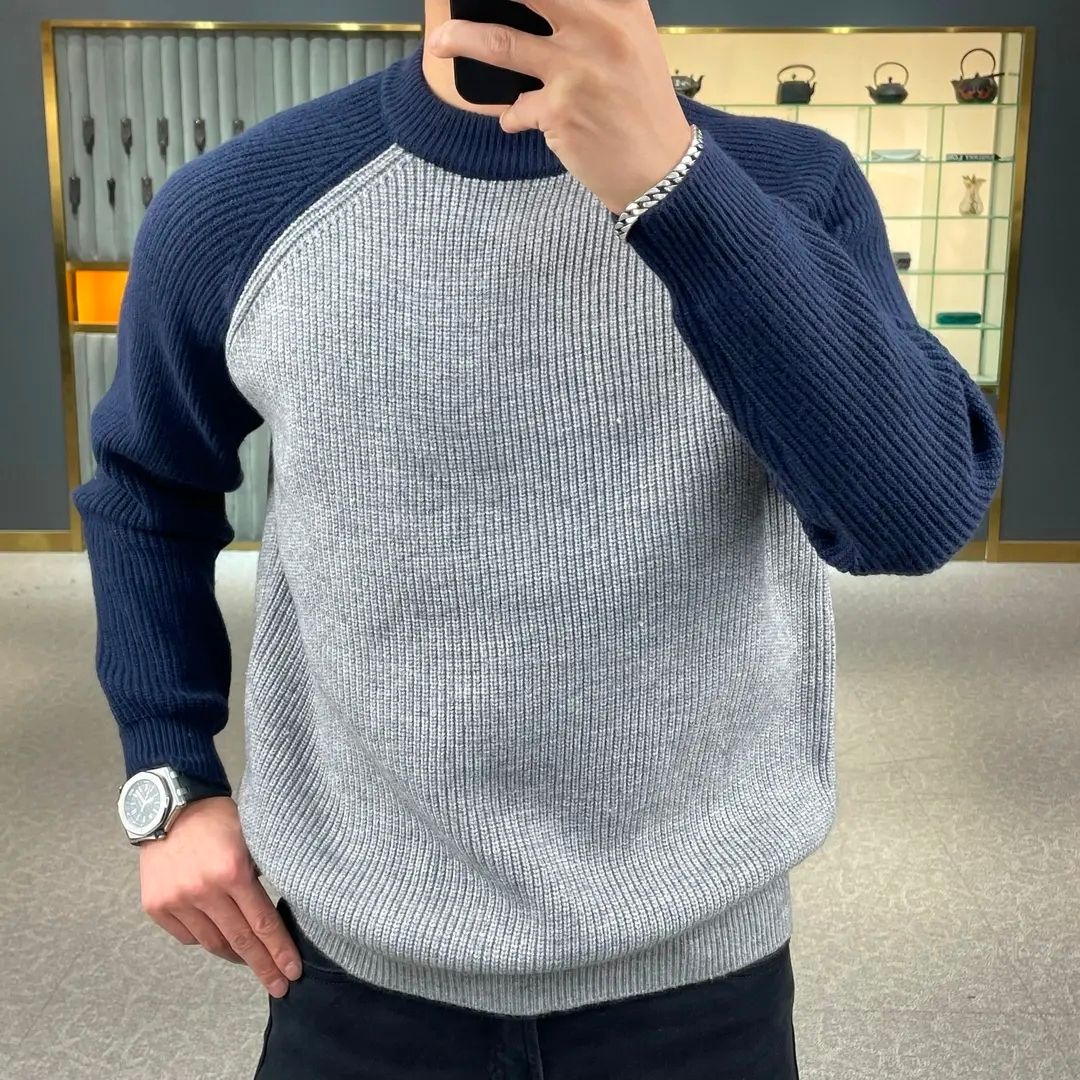 Ribbed Knit Sweater - Sonbahar ve kış modası sıcak renk