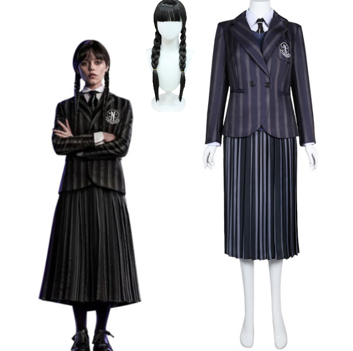 Knitted Vest Women - Anime Addams Cosplay Çarşamba Kostüm Takım