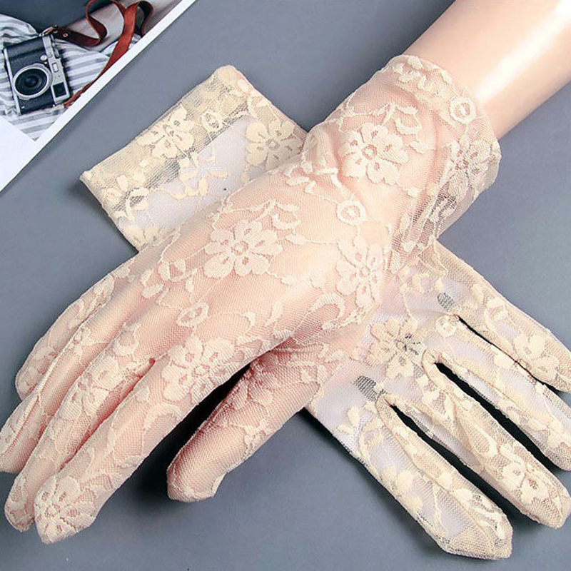 Women'S Fashion Gloves - Kadın Eldiven Yaz Kısa Dantel Nefes