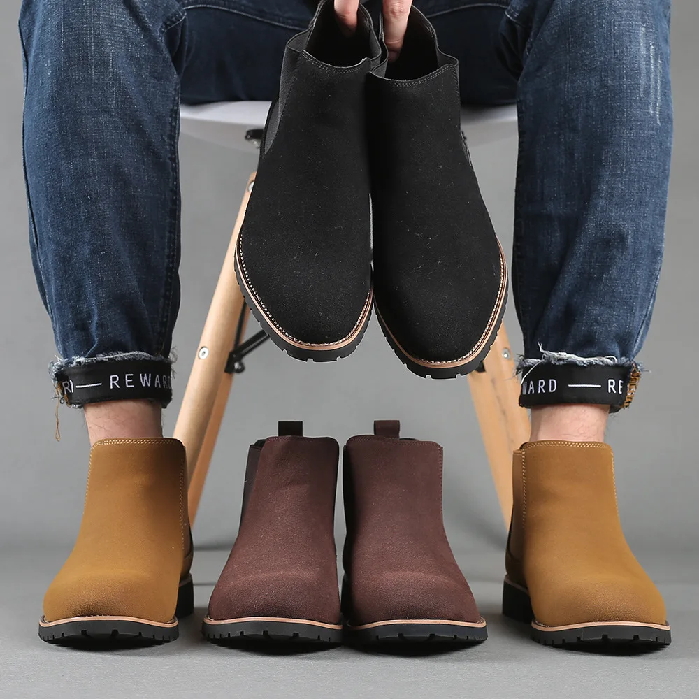 Women'S Fashion Business Casual - Erkek Bilek Botları İngiliz Tarzı Süet