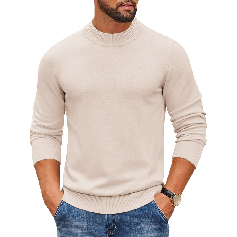Ribbed Knit Sweater - 2026 Erkek Mock Turtleneck Nervürlü Örme