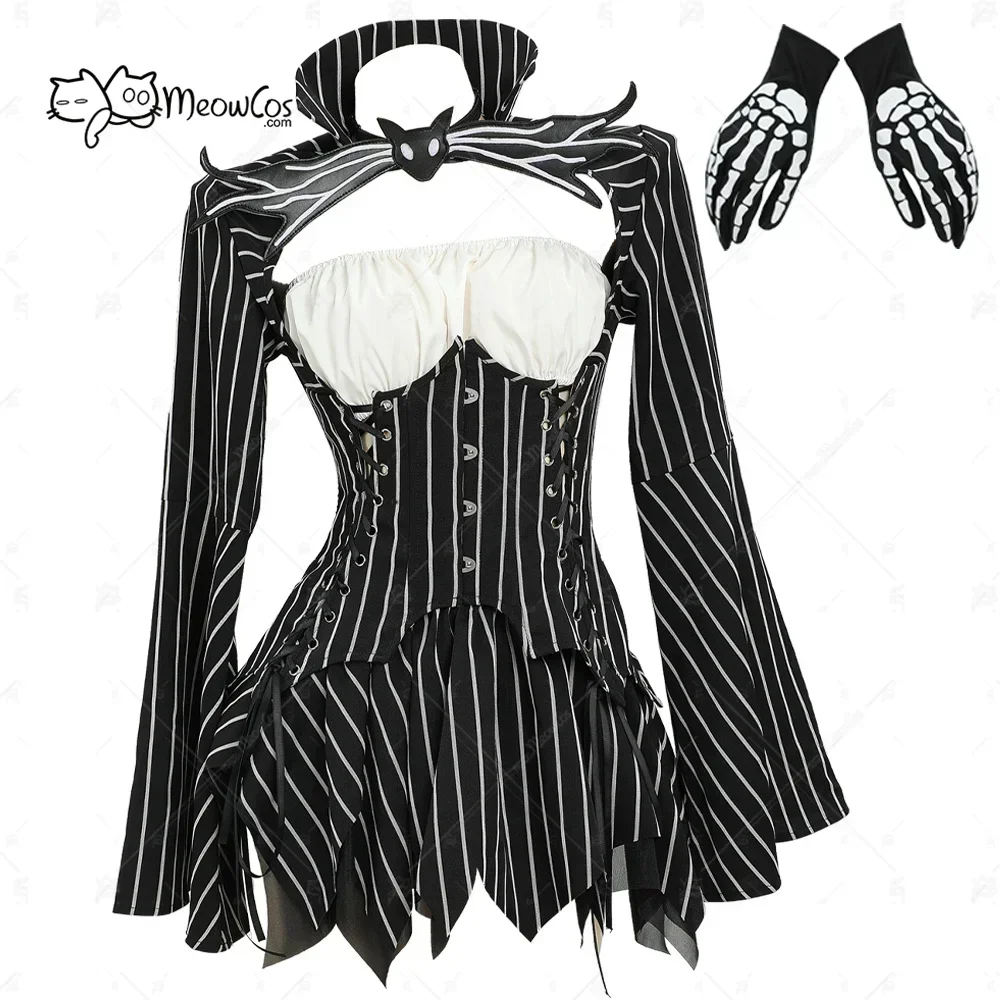Women'S Fashion Gloves - MEOWCOS kadın Jack Cosplay kostüm cadılar