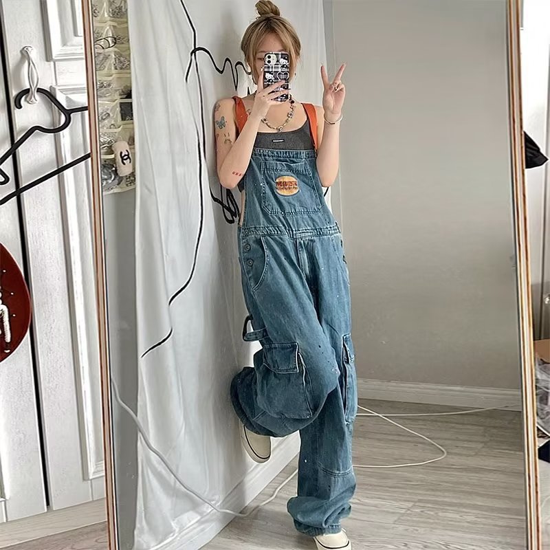 Women'S Fashion Trousers - Retro Denim Gevşek Kadın İnce Düz