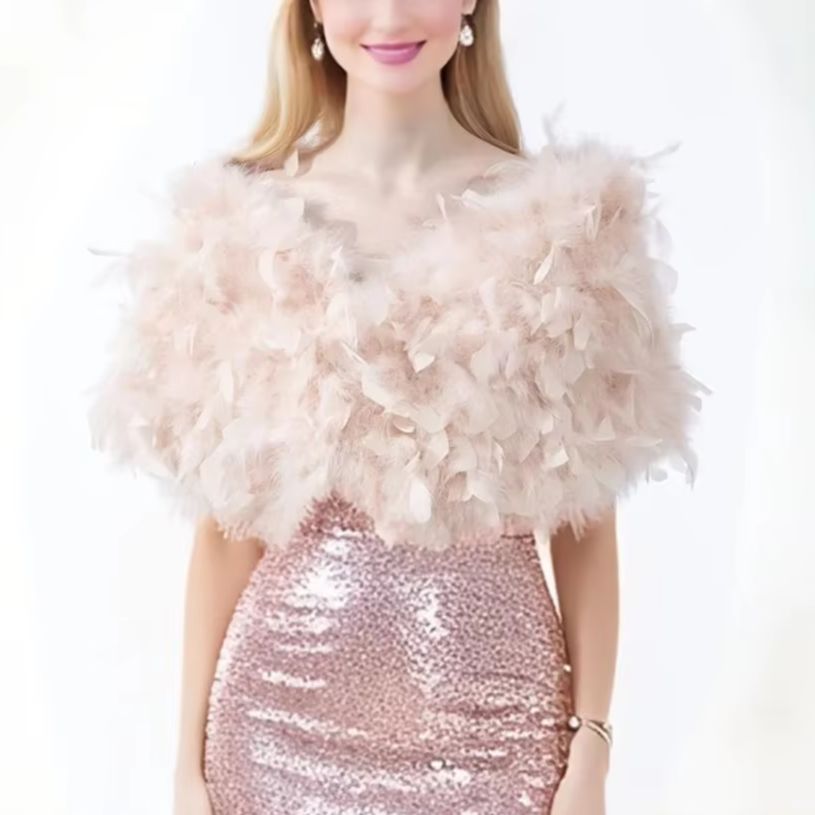 Turkey Women Fashion - Çiçek, kürklü, kabarık, kürk pelerin, şal,
