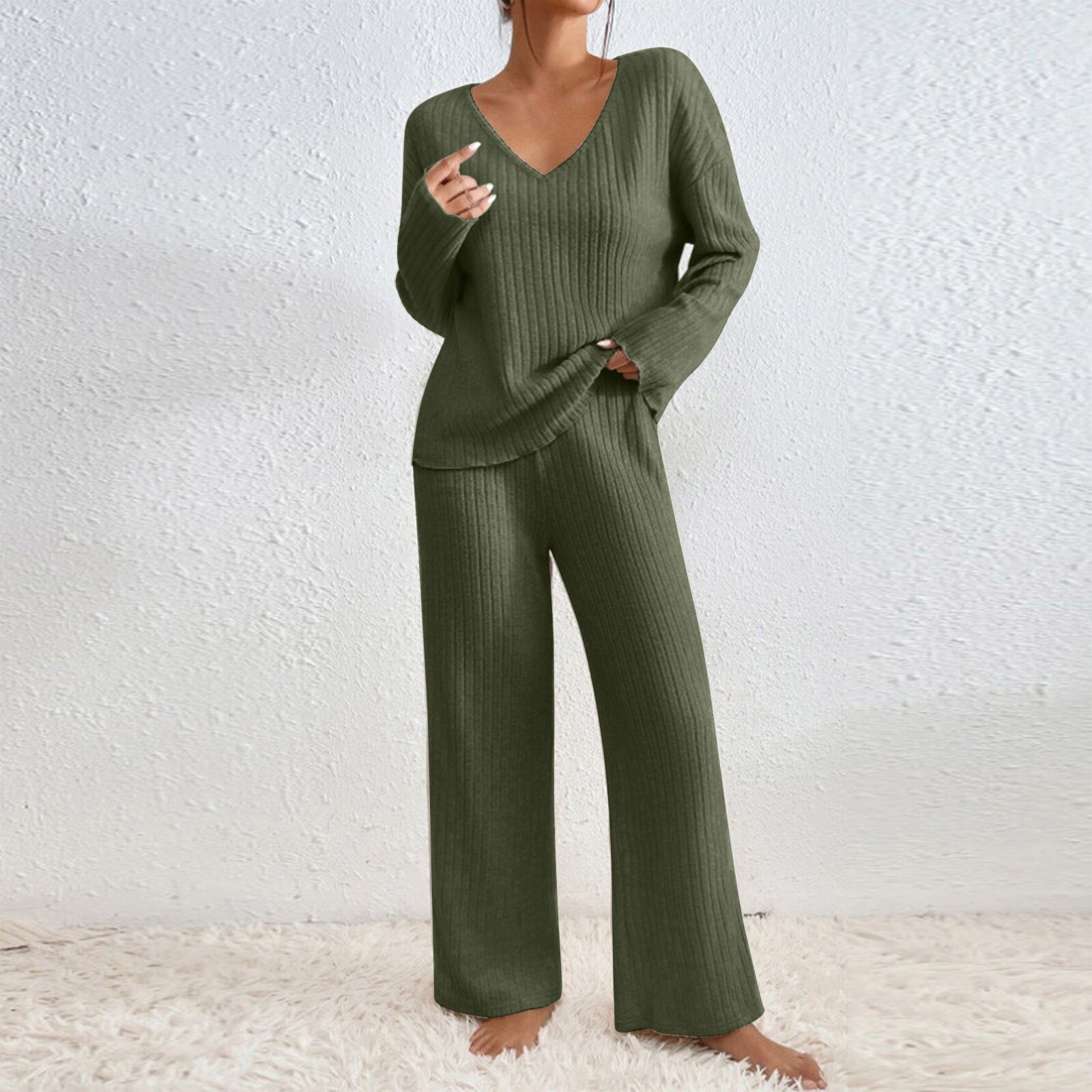 Kadın Sonbahar V Yaka Bol Kesi - Ribbed Knit Sweater incelemesi ve fiyatı