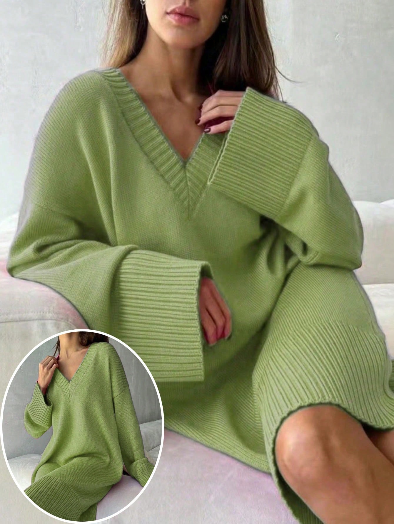 Büyük Beden Kadın Düz Renk Kaz - Ribbed Knit Sweater incelemesi ve fiyatı
